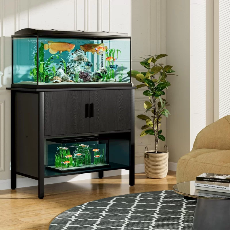 Heavy Duty Metal Aquarium Stand w/ Cabinet for Accessories Storage, Suitable for 40-50 Gallon