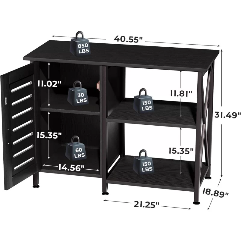 55-75 Gallon Heavy Duty Metal Frame Aquarium Stand w/ Power Outlets and Cabinet for Accessories Storage 52" L*19.68" W