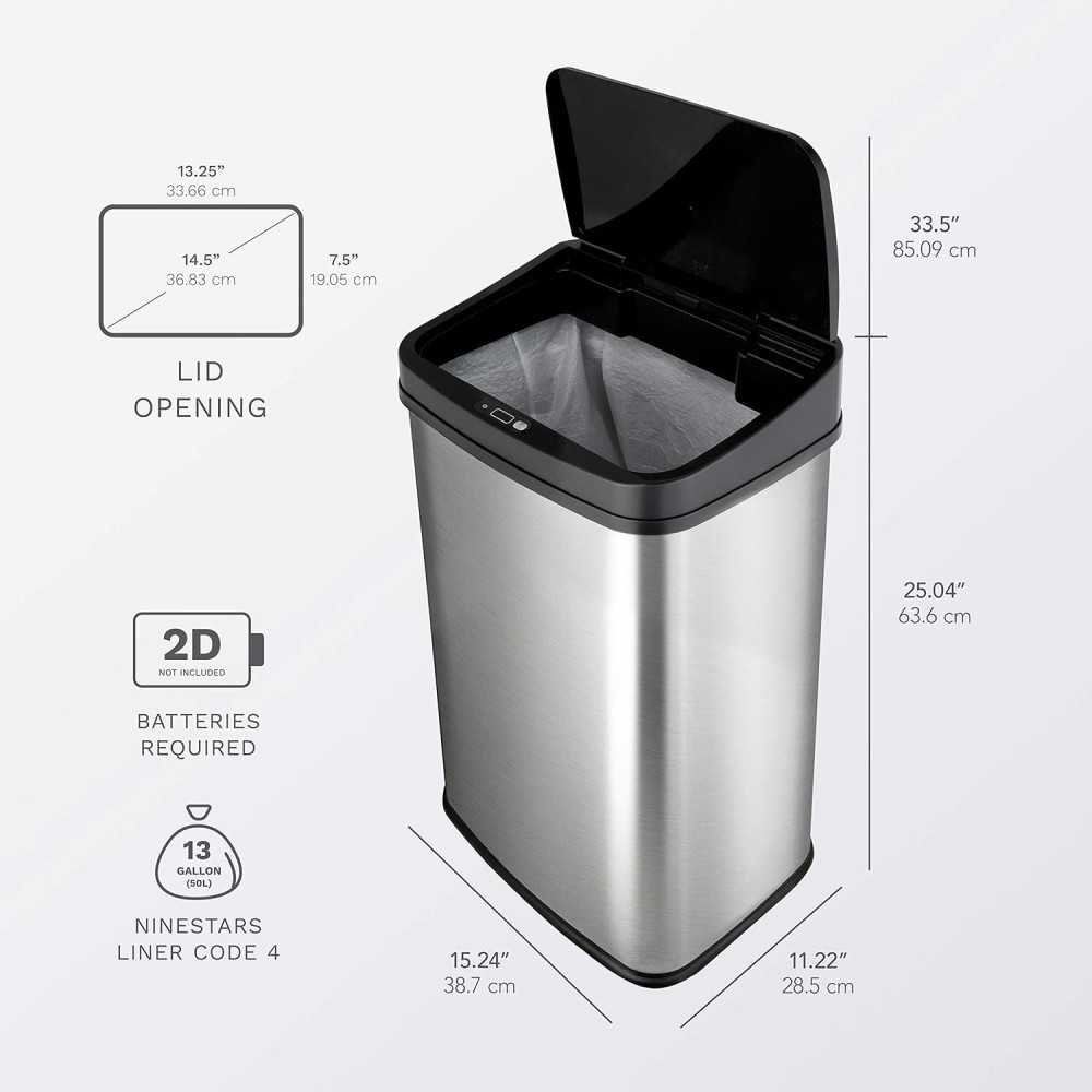 13 Gal Automatic Touchless Motion Sensor Trash Can | TekChoice Electronics