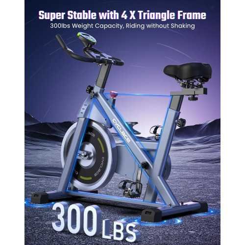 300lbs Capacity Indoor Cycling Bike Stationary with Low Noise Brake Pads