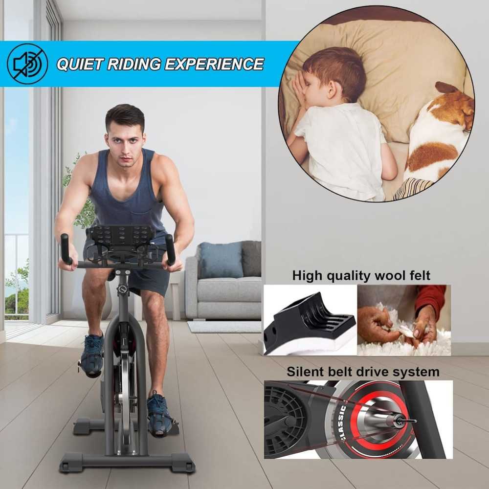 Exercise Bike Workout Bike w/ Pad Mount, LCD Monitor, and Whisper-Quiet Belt Drive | TekChoice Electronics