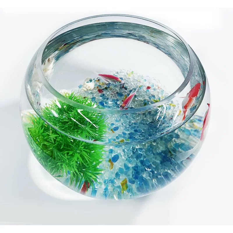 Glass Betta Fish Bowl w/ Decor