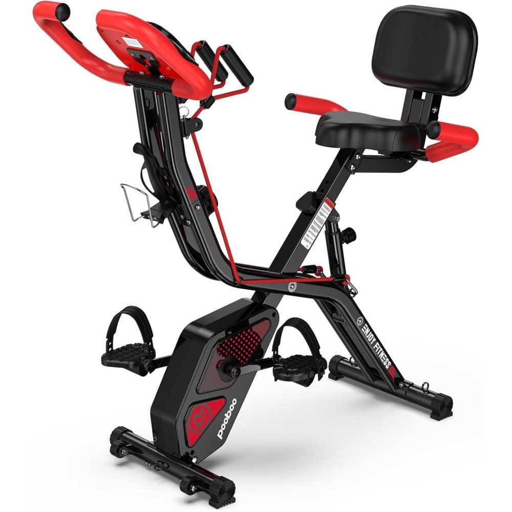 Foldable Exercise Bike w/ Adjustable Resistance and Comfort Features for Home Gym Workouts | TekChoice Electronics