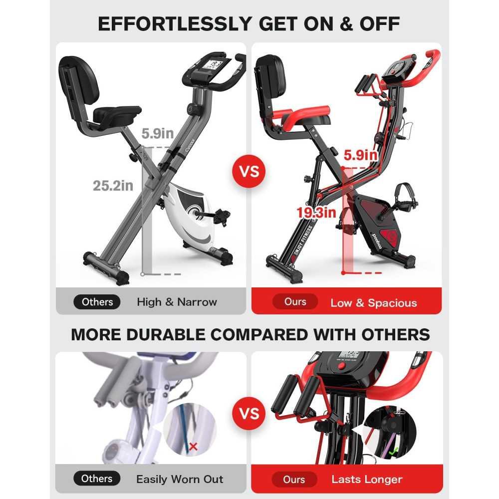 Foldable Exercise Bike w/ Adjustable Resistance and Comfort Features for Home Gym Workouts | TekChoice Electronics