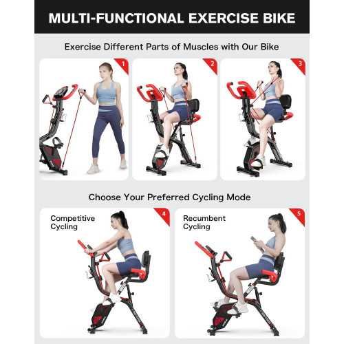 Foldable Exercise Bike w/ Adjustable Resistance and Comfort Features for Home Gym Workouts | TekChoice Electronics