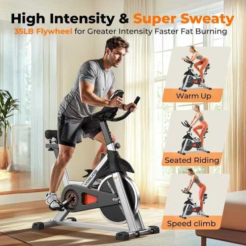 Indoor Stationary Cycle Bike w/ Tablet Mount and Cushioned Seat