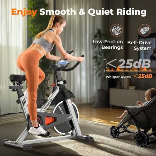 Indoor Stationary Cycle Bike w/ Tablet Mount and Cushioned Seat