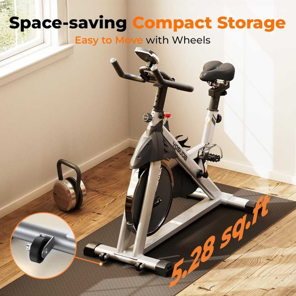 Indoor Stationary Cycle Bike w/ Tablet Mount and Cushioned Seat