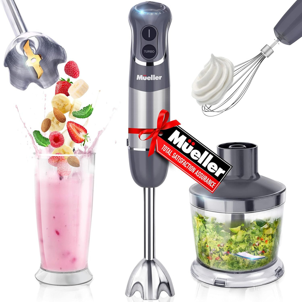 (800W) Mueller Smart Electric Hand Blender w/ 12 Speed and Turbo Mode