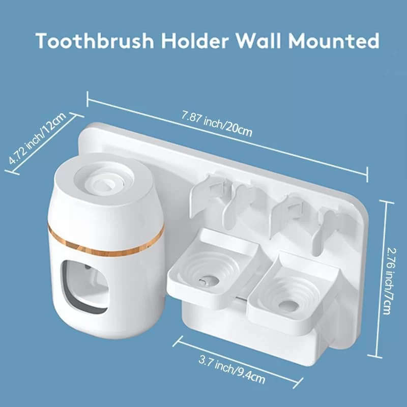 Automatic Toothpaste Dispenser w/ Space-Saving Wall Mounting Toothbrush Holder
