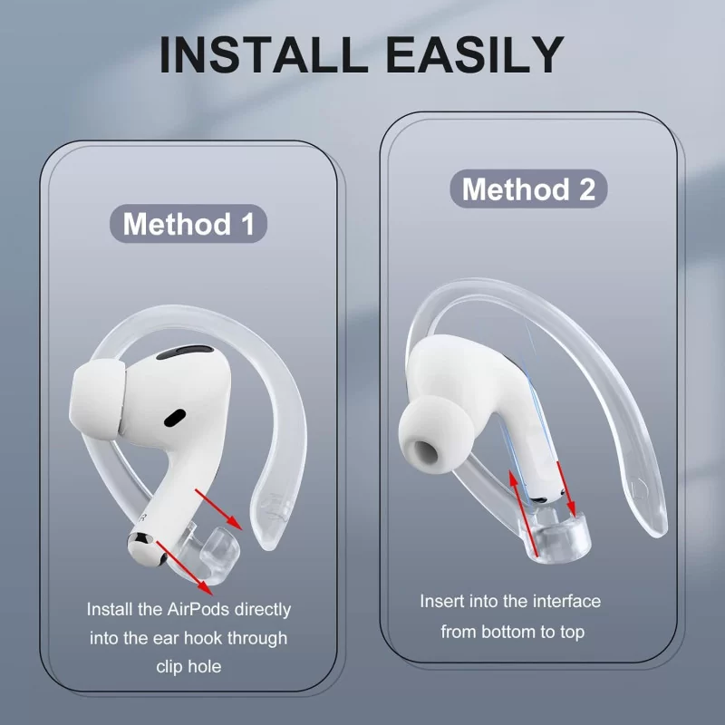 Two Pairs of AirPods Ear Hooks for Enhanced Fit and Functionality