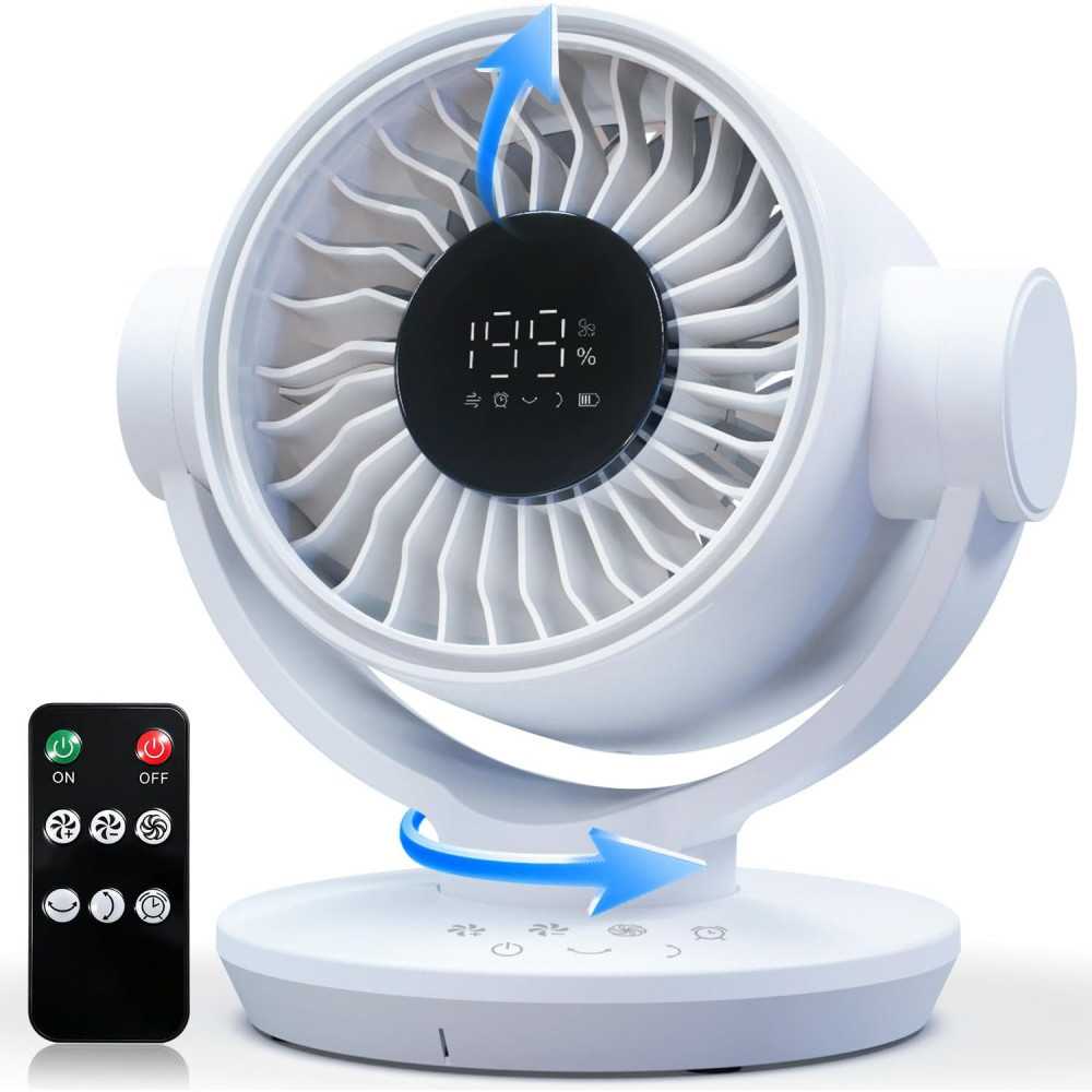 9 Inch Rechargeable Air Circulator Table Fan with Remote Control ...
