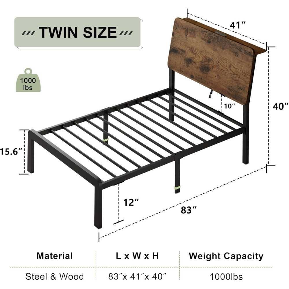 Smart LED Bed Frame with Ergonomic Storage Headboard and Charging Station - Effortless Assembly, No Box Spring Required | TekChoice Electronics