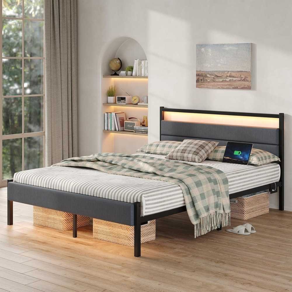 Smart Bed Frame with LED Headboard and Heavy Duty Support System | TekChoice Electronics