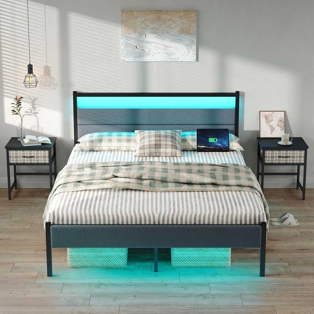 Smart Bed Frame with LED Headboard and Heavy Duty Support System | TekChoice Electronics