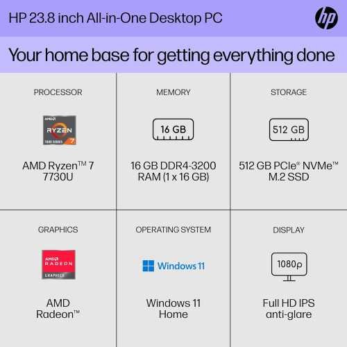 HP 23.8 inch All-in-One Desktop PC with AMD Ryzen 7 and Windows 11 | TekChoice Electronics