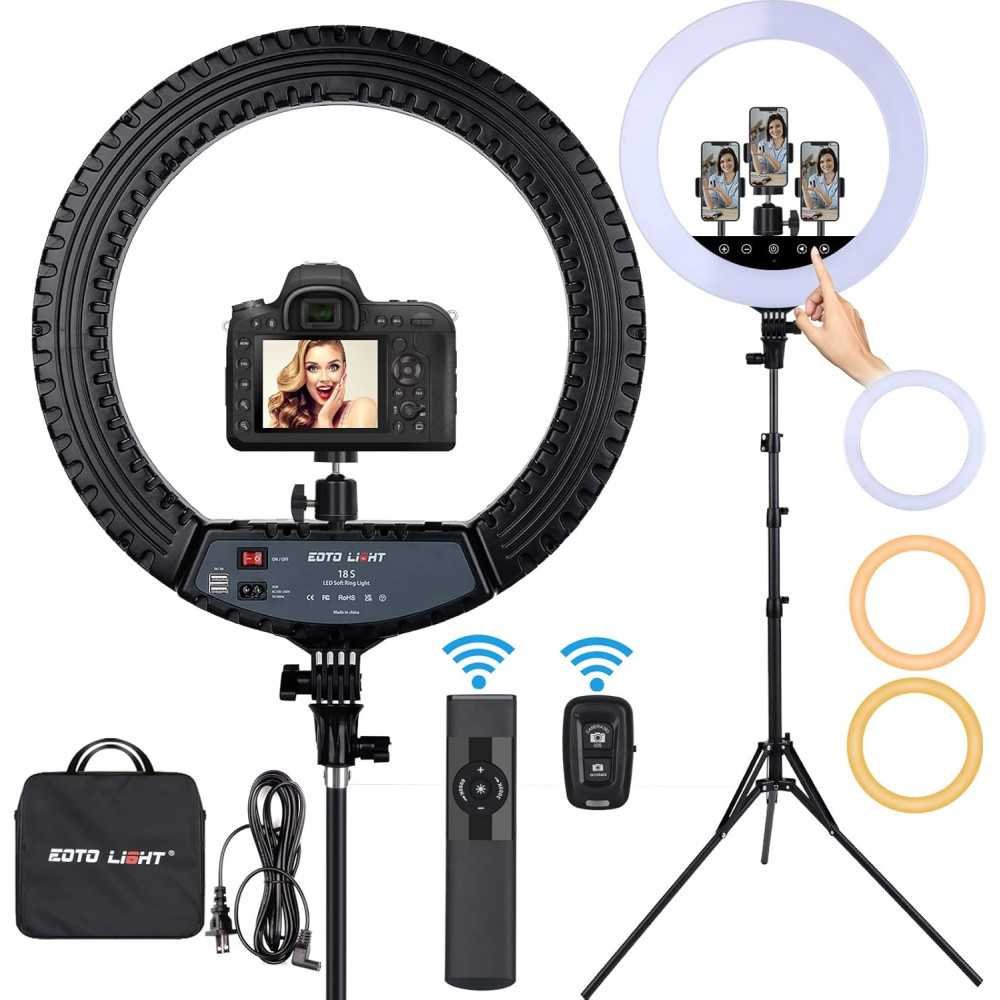 18 inch LED Ring Light Kit for Flawless Makeup and Pro Video Content Creation