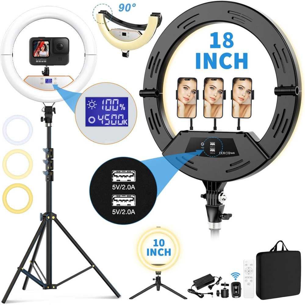 18” Ring Light Bundle: Perfect for Makeup, Tattoo, Lash, Barber, and Video Photography