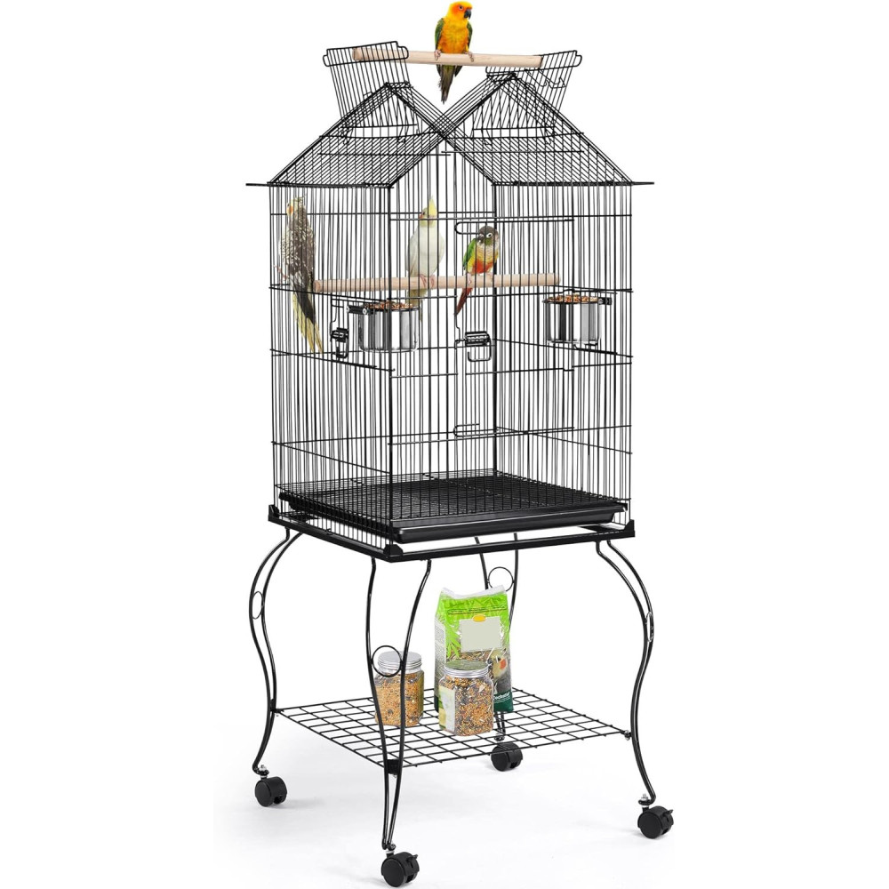 57-Inch Rolling Open Top Roof Bird Cage