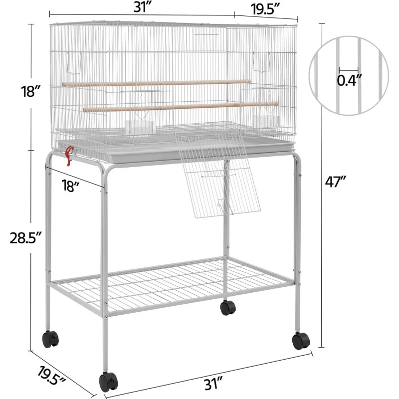 47-inch Flight Bird Cages designed for Parakeets, Cockatiels, Conures, Budgies, Finches, Lovebirds, Canaries, and Parrots