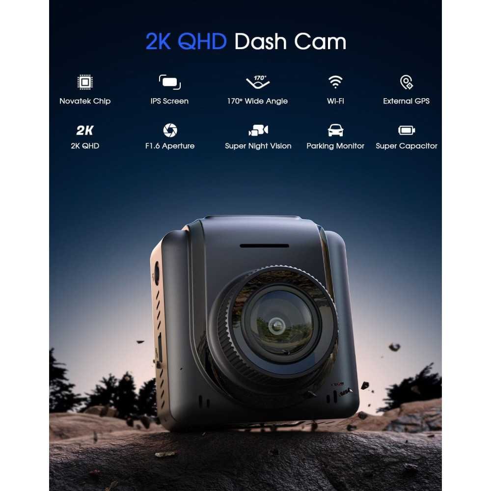 Dash Cam WiFi 2K Car Camera With Front Dash Camera, Night Vision, and More | TekChoice Electronics