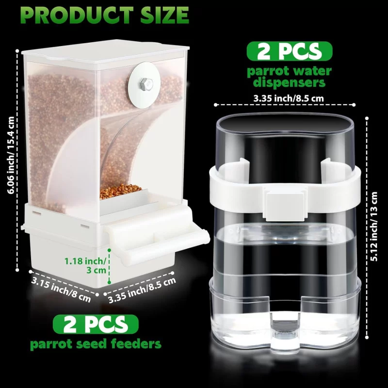Automatic Parrot Water Dispenser and Bird Seed Container Set