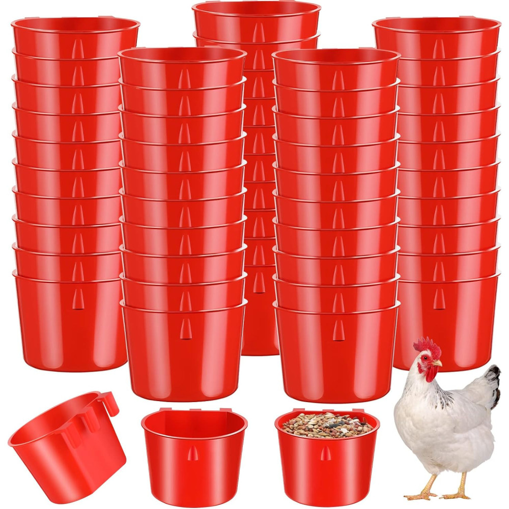 60 Pieces Cage Cups Birds Hanging Feeders Seed Bowl