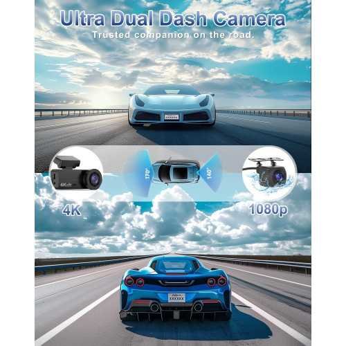 4K Plus 1080P WiFi Dash Cam with Front and Rear Cameras, App Control, and Smart Parking Monitor | TekChoice Electronics