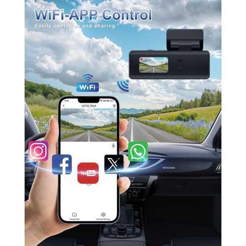 4K Plus 1080P WiFi Dash Cam with Front and Rear Cameras, App Control, and Smart Parking Monitor | TekChoice Electronics