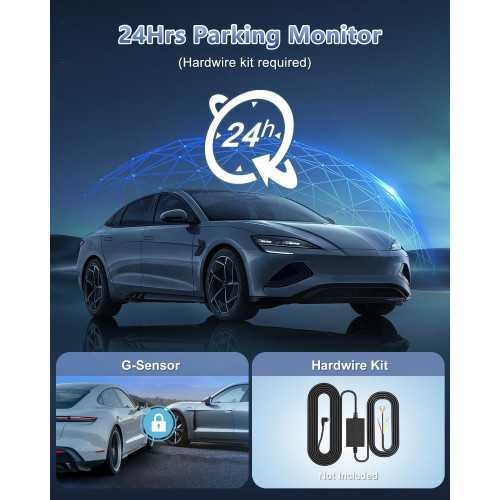 4K Plus 1080P WiFi Dash Cam with Front and Rear Cameras, App Control, and Smart Parking Monitor | TekChoice Electronics