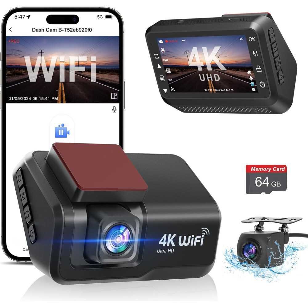 Dual Dash Cam - 4K Plus 1080P Resolution, WiFi Connectivity, Night Vision, and 24/7 Parking Monitor | TekChoice Electronics Dual Dash Cam - 4K Plus 1080P Resolution, WiFi Connectivity, Night Vision, and 24/7 Parking Monitor | TekChoice Electronics