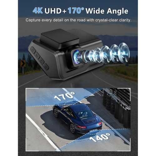 Dual Dash Cam - 4K Plus 1080P Resolution, WiFi Connectivity, Night Vision, and 24/7 Parking Monitor | TekChoice Electronics