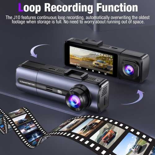 Triple Dash Cam with 4K Resolution, 24-Hour Monitoring, and Smart Control Features | TekChoice Electronics