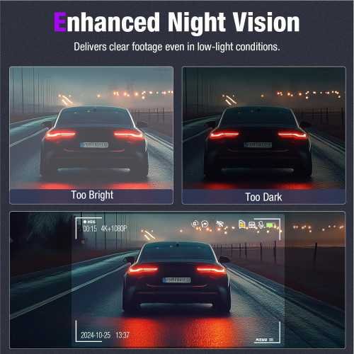 Triple Dash Cam with 4K Resolution, 24-Hour Monitoring, and Smart Control Features | TekChoice Electronics