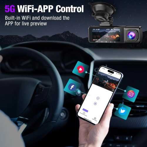Triple Dash Cam with 4K Resolution, 24-Hour Monitoring, and Smart Control Features | TekChoice Electronics