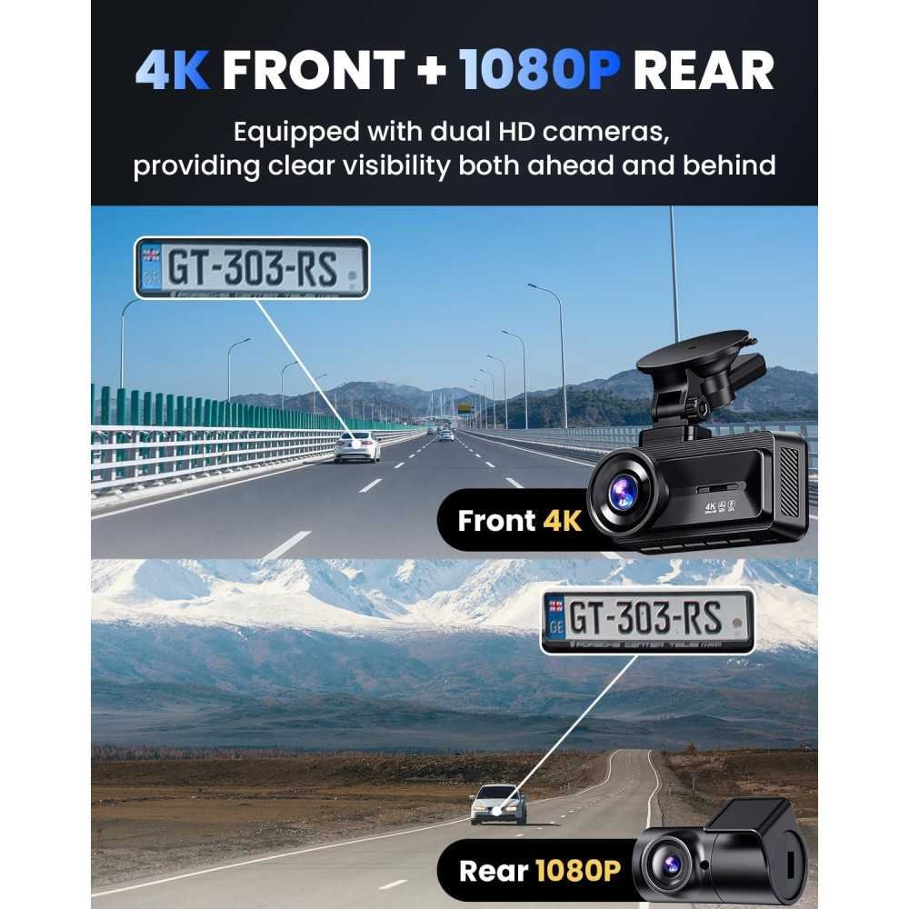 Dual Dash Camera with 4K Quality, GPS, and 24H Protection | TekChoice Electronics