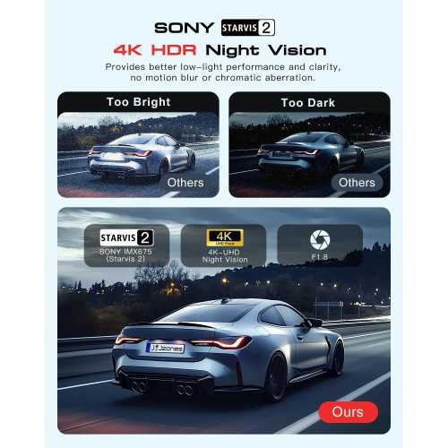 3 Channel 4K Dash Cam with Starvis 2 HDR Night Vision and Triple Camera Setup | TekChoice Electronics