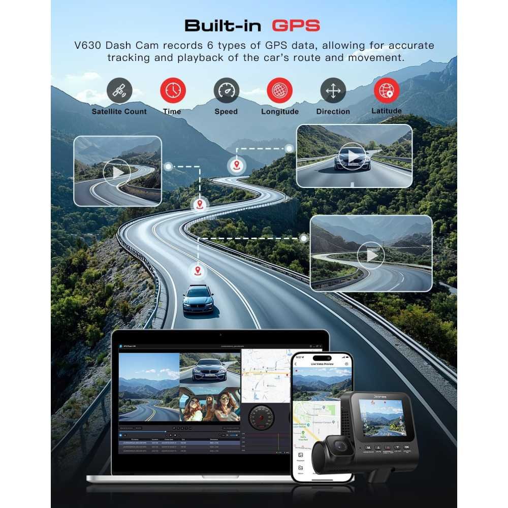 3 Channel 4K Dash Cam with Starvis 2 HDR Night Vision and Triple Camera Setup | TekChoice Electronics