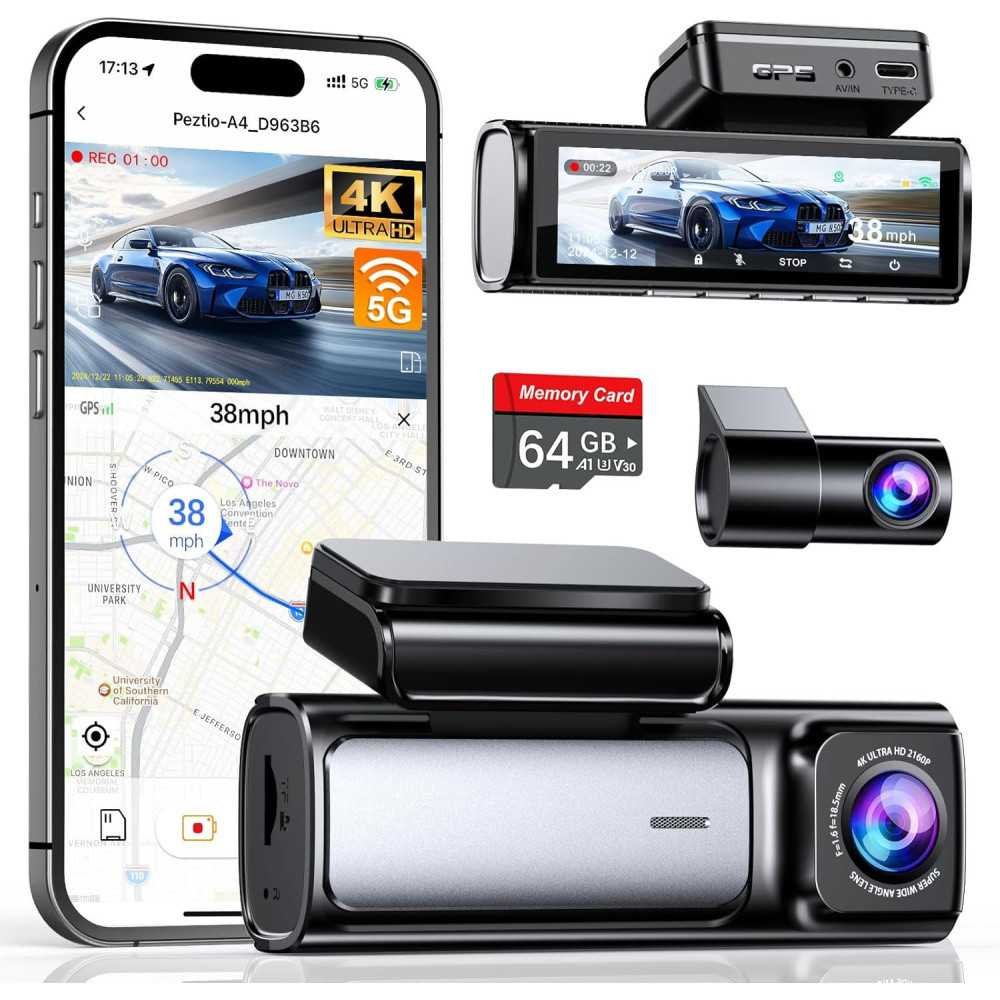 4K Dual Dash Cam with 5G WiFi, GPS, and Advanced Features for Total Car Security | TekChoice Electronics