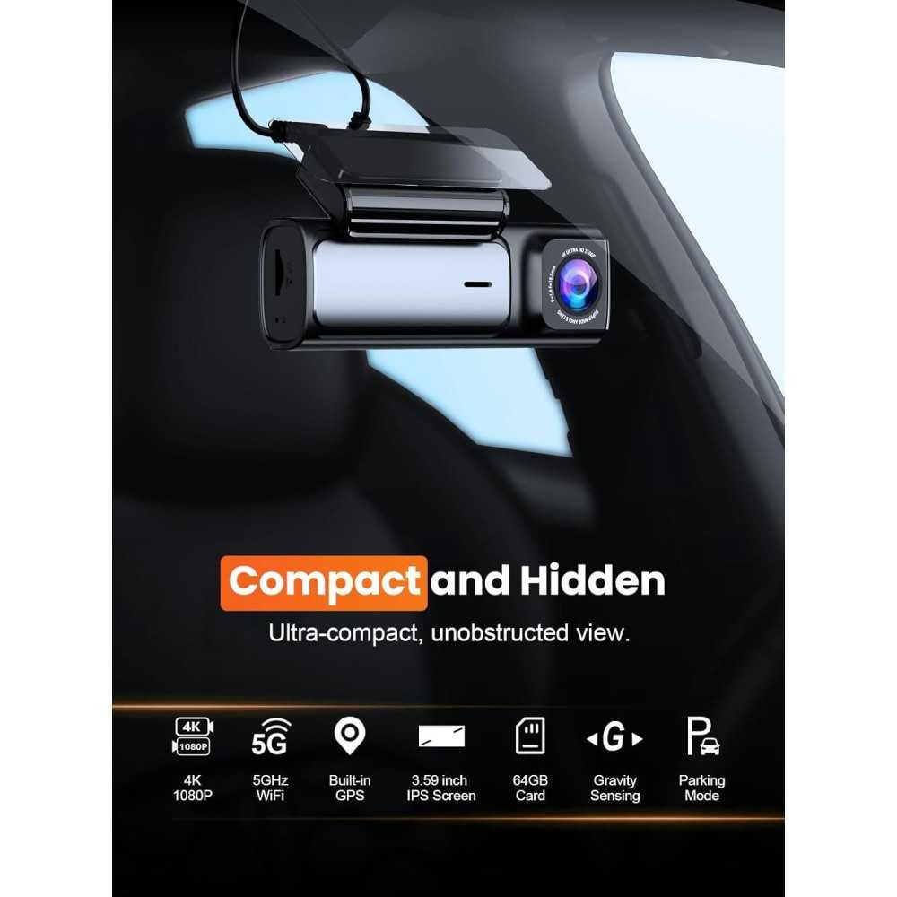 4K Dual Dash Cam with 5G WiFi, GPS, and Advanced Features for Total Car Security | TekChoice Electronics