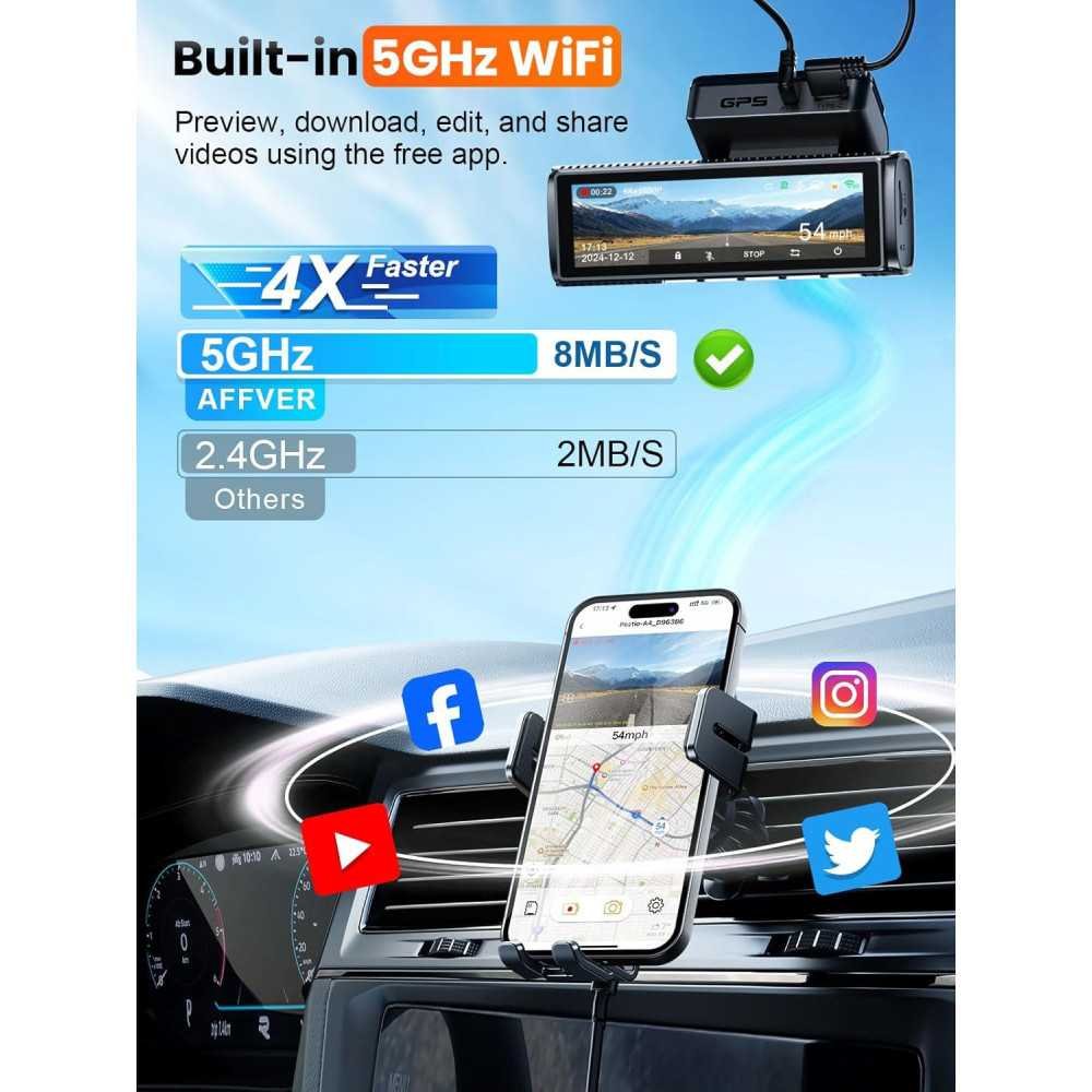 4K Dual Dash Cam with 5G WiFi, GPS, and Advanced Features for Total Car Security | TekChoice Electronics