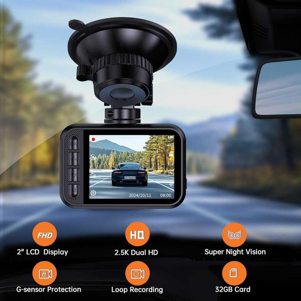 2.5K Dual Dash Camera for Powerful Front and Rear Recording | TekChoice Electronics