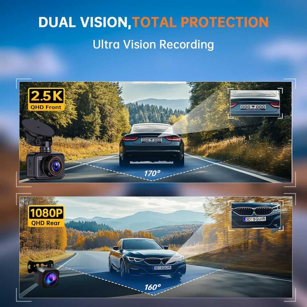 2.5K Dual Dash Camera for Powerful Front and Rear Recording | TekChoice Electronics