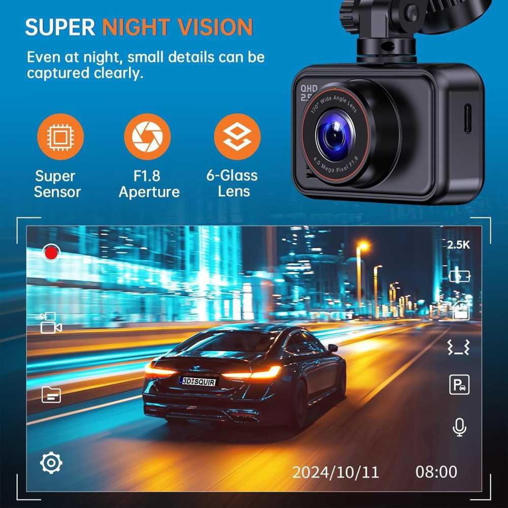 2.5K Dual Dash Camera for Powerful Front and Rear Recording | TekChoice Electronics