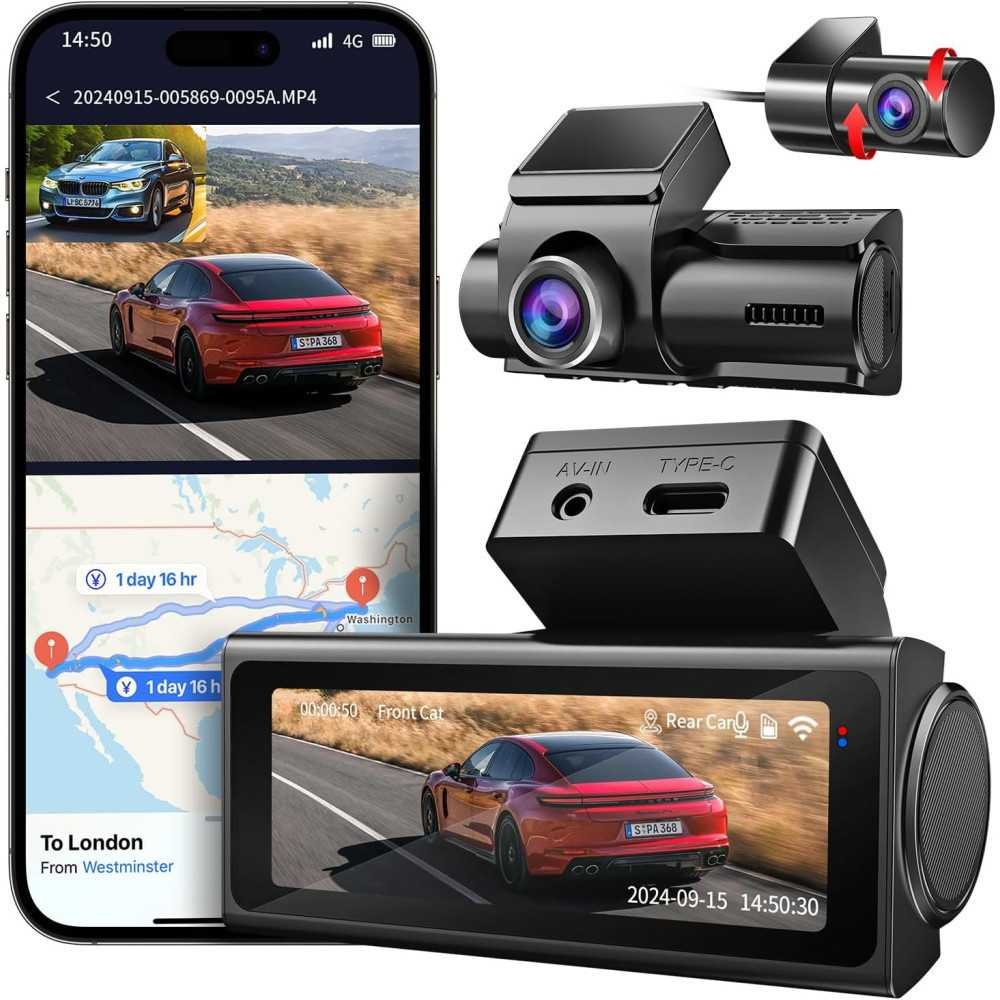 4K Front and Rear Dash Cam with Night Vision, WiFi, GPS, and Parking Mode | TekChoice Electronics