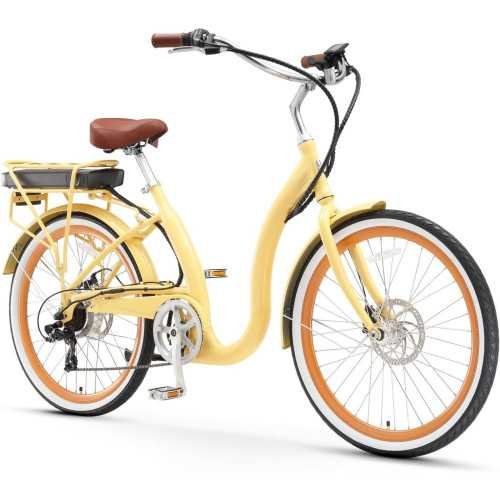 7-Speed Simple Step-Thru Cruiser eBike with Rear Rack and 500W Motor | TekChoice Electronics