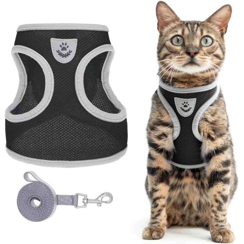 Cat Harness and Leash for Walking: Escape-Proof Adjustable Soft Mesh Set