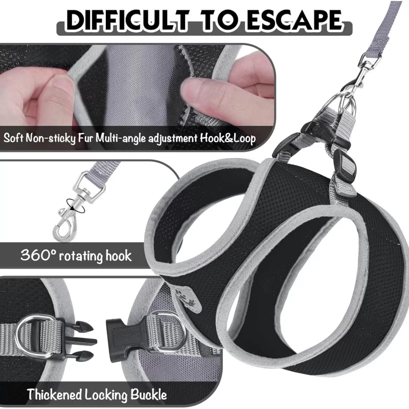 Cat Harness and Leash for Walking: Escape-Proof Adjustable Soft Mesh Set