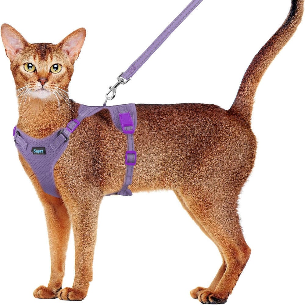 Cat Harness and Leash Set: Adjustable Vest Harness with Reflective Trim for Small to Large Cats