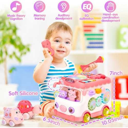 10-in-1 Musical Sensory Bus Toy for Baby's First Christmas and Birthday